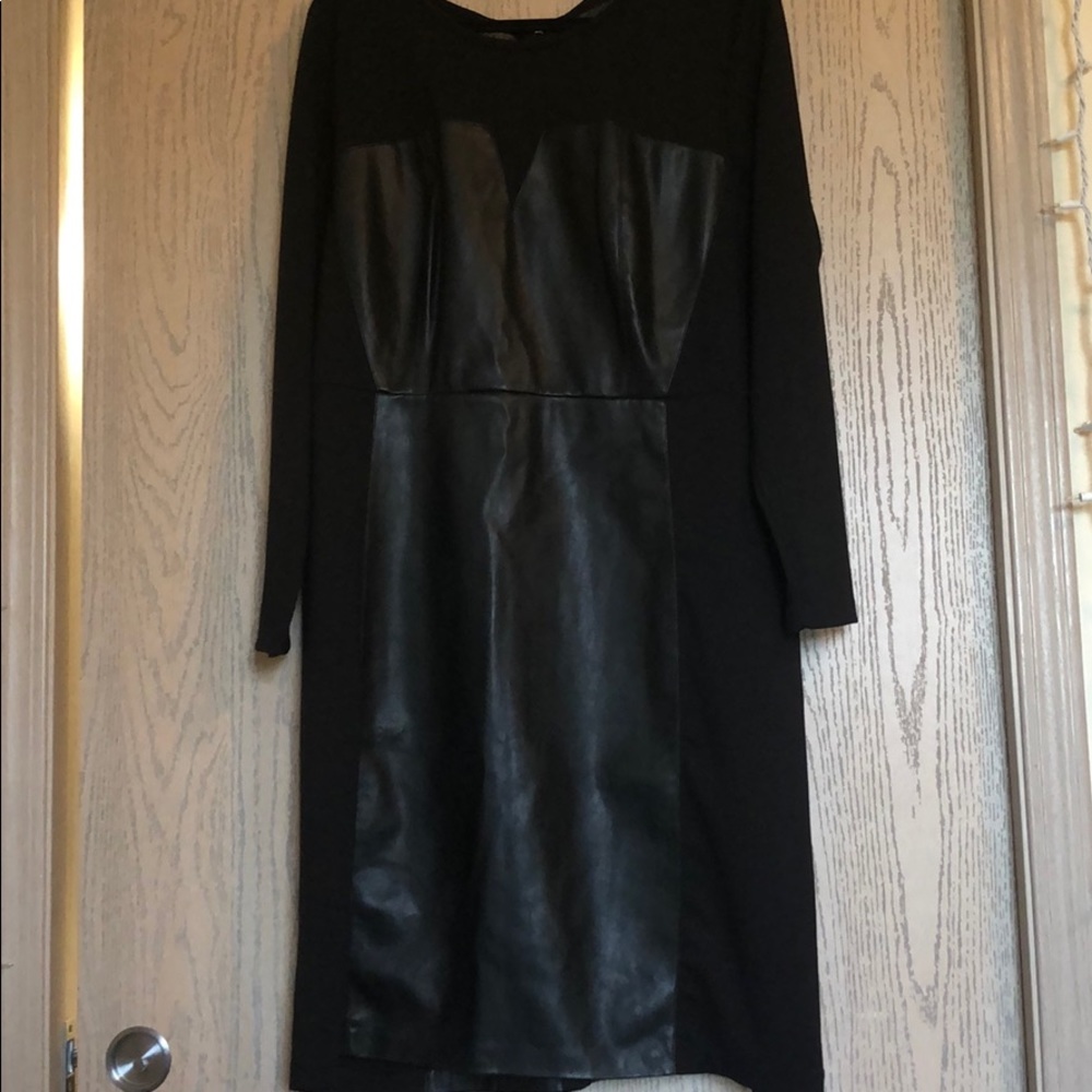Black faux leather and knit Eloquii dress